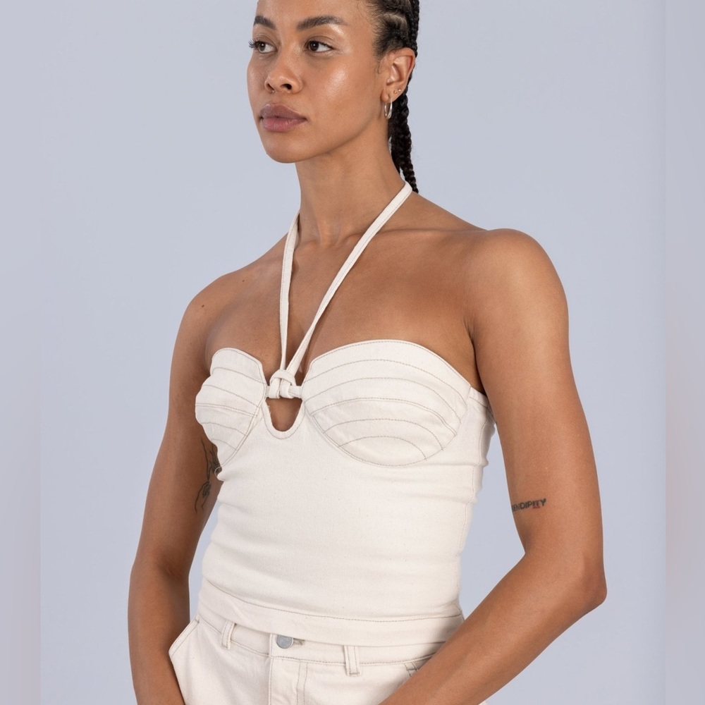 ESTHE Denim Cut-Out Tube Top Size Medium